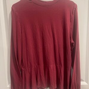 Women's Burgundy Long Sleeve Top